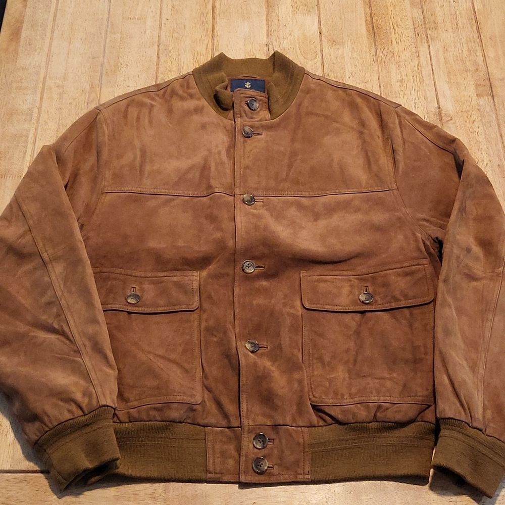 Brook Brothers Men Leather Jacket - Medium